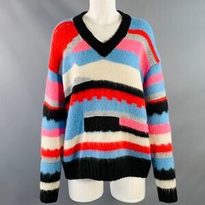 MSGM Size XS Multi Color Acrylic Blend Knit V-Neck Sweater